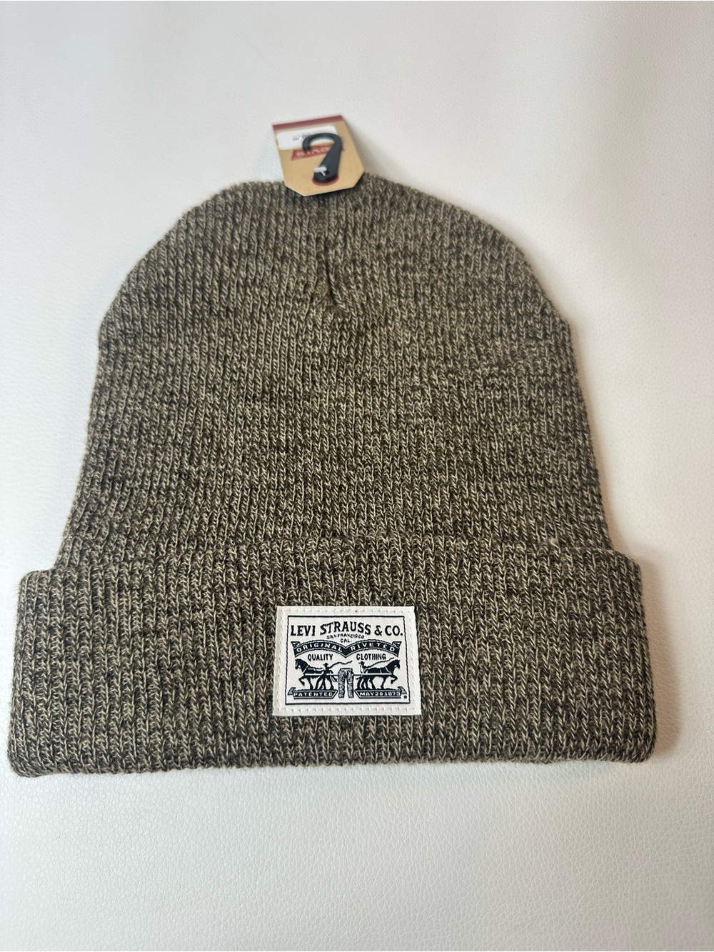 NEW LEVI STRAUSS BACK PATCH KNIT CAP/BEANIE HAT BROWN/TAN - Picture 1 of 2